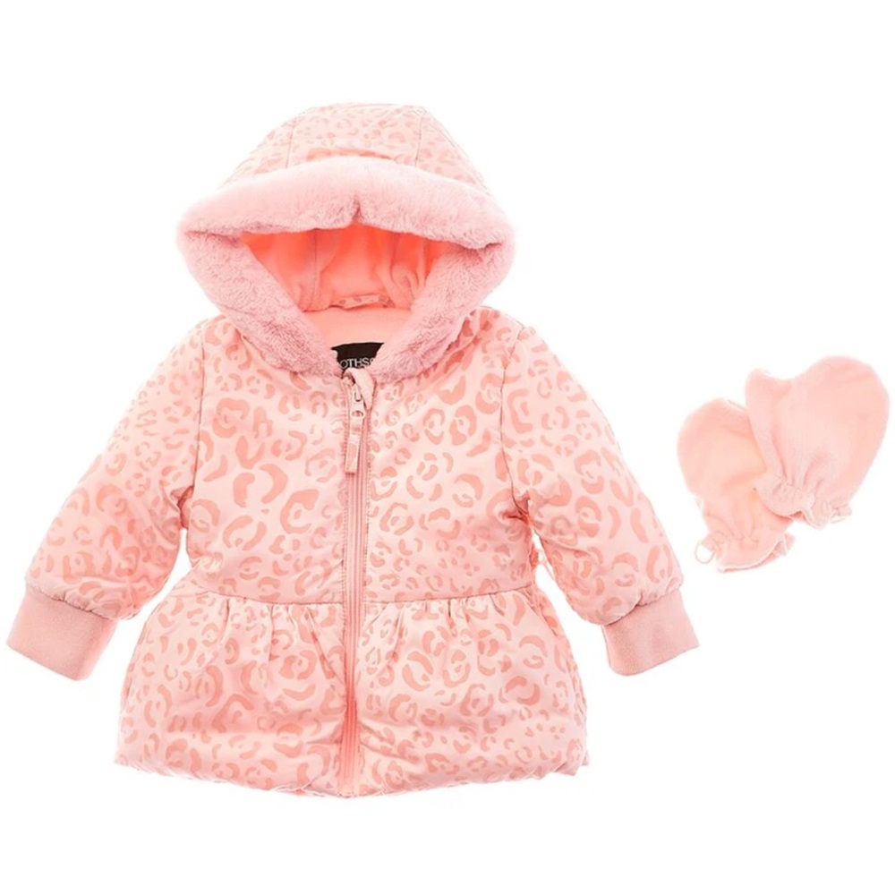 Rothschild Kids girls Flocked Peplum Jacket & Mittens, NWT